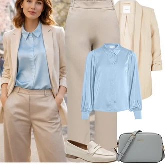 Šik 60. narozeniny Outfit s Béžová/Khaki Pieces "Jarní Outfit"Look: Kancelář, Elegantní, Univerzitní, Šik, Disko, Nadrozměrné, Bar, Matriční Úřad, 60. narozeniny, Škola, Koncert, Den na pláži, 50. narozeniny, Den matek, Zvláštní příležitosti, Narozeniny