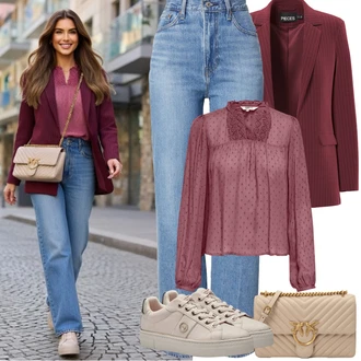 Svatba Outfit s Béžová/Hnědá Nízká Teniska/Teniska na platformě/Skate Bota/Kožené Tenisky/Úzká Teniska Tamaris "Frühlings Outfit"Look: Bar, Pohřeb, Koncert, Škola, Svatba