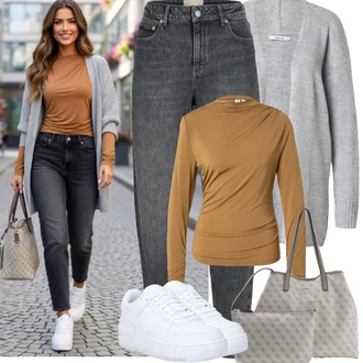 Rave Outfit s Bílá/Modrá Teniska Skate Bota/Nízká Teniska/Teniska na platformě/Kožené Tenisky Nike Sportswear "Jarní Outfit"Look: Bar, Koncert, Biřmování, Rave, Škola