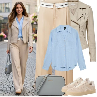 Outfit s Khaki/Hnědá/Béžová Motorkářské Bund/Kožené Bund Bunda z Umělé Kůže/Bunda s Bočním Zipem/Kožené Bund/Motorkářská bunda Only "Jarní Outfit"