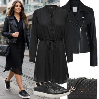 Outfit s Černá/Šedá/Tmavě šedá Košilové šaty/Tunikové šaty/Halenkové Šaty Only "Jarní Outfit"
