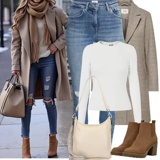 7/8 délka Outfit s Modrá/Světle modrá Džínové Legíny/Jeggings/Kalhoty s dírou Only "Jarní Outfit"