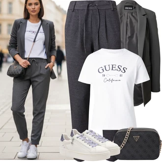 Zima Pracovní pohovor Outfit s Tmavě šedá/Šedá/Světle šedá Pieces "Jarní Outfit"