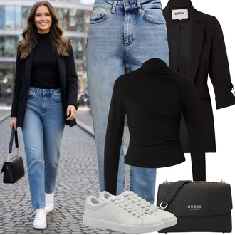 Outfit s Černá Blůzové Sako/Dlouhý Sako/Neformální Sako/Cargo Sako/Smokingové sako/Oversize Sako/Krátké Sako/Boyfriend Sako/Blejzrové Bund/Kožená Pánská Bund/Kožená bunda pro muže Only "Jarní Outfit"