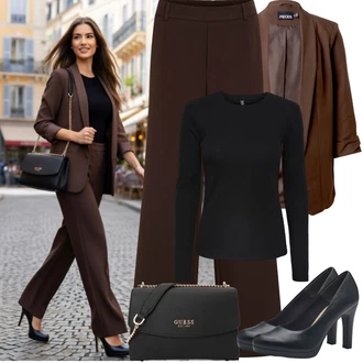 Vysoké Podpatky Outfit s Černá/Tmavě modrá/Světle modrá/Bílá Lodička na Platformě/Business Bota/Pohodlná Lodička/Lodička s vysokým nártem Tamaris "Jarní Outfit"