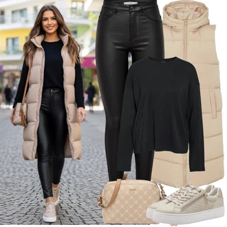 Imitace kůže Outfit s Černá Kalhoty z Umělé Kůže/Legíny Kožený Vzhled/Kožený legíny/Vinylový Legín/Kožená Kalhoty/Skinny Kalhoty JdY "Jarní Outfit"