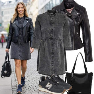 Outfit s Tmavě šedá/Šedá Košilové šaty/Džínové Šaty/Manšestrové Šaty Only "Jarní Outfit"