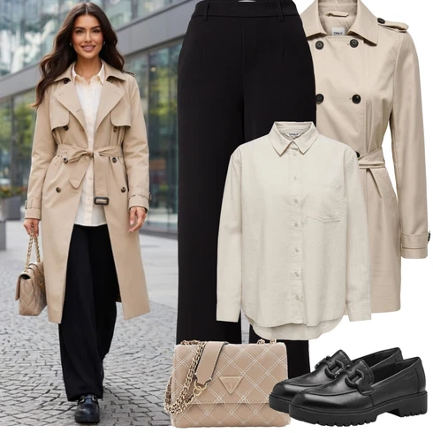 Kombinace Bílá/Khaki Halenka s Dlouhým Rukávem/Oversize Halenka/Oversize Muselínová Blůza/Blůza s knoflíčkem/Manšestrová Halenka/Lněná Halenka Only