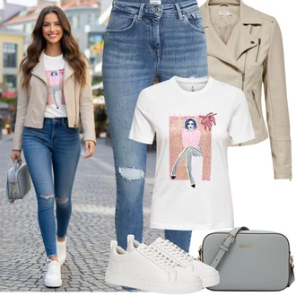 Outfity pro baculky s Světle modrá/Modrá Džínové Legíny/Jeggings/Kalhoty s dírou Only "Jarní Outfit"