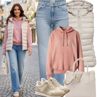 Prošívaný Outfit s Hnědá/Béžová/Khaki Only "Jarní Outfit"