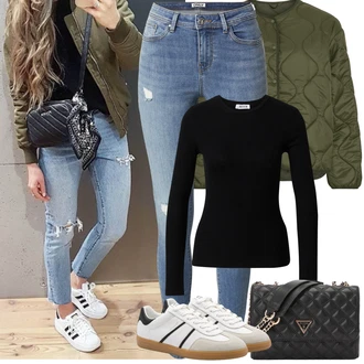 Volejbal Outfit s Černá Pletený top/Pletené tričko/Roláková Košile/Jednoduchý top/Dlouhá košile/Košile s dlouhým rukávem Edited "Jarní Outfit"Look: Volejbal