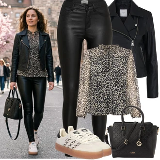 Malle Outfit s Černá/Tmavě červená/Bílá/Hnědá Shopper taška/Taška/Sportovní Taška Přes Rameno/Brašna/Kancelářská Taška/Taška Na Notebook/Taška Na Příruční Zavazadlo/Obchodní Taška L.CREDI "Jarní Outfit"Look: Malle, Bar, Koncert, Den matek, Škola, Valentýn