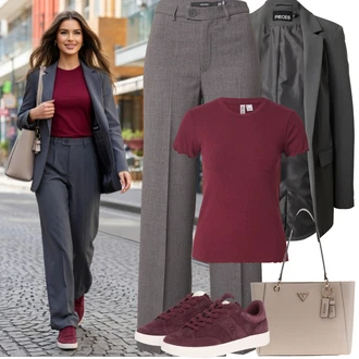 Zima Pracovní pohovor Outfit s Tmavě šedá/Šedá/Světle šedá Pieces "Jarní Outfit"