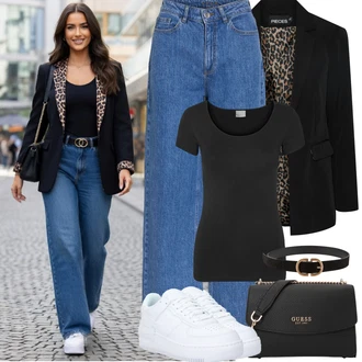 Rave Outfit s Bílá/Modrá Teniska Skate Bota/Nízká Teniska/Teniska na platformě/Kožené Tenisky Nike Sportswear "Jarní Outfit"Look: Bar, Koncert, Biřmování, Rave, Škola