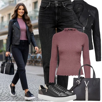 Styl Outfit s Černá/Šedá/Tmavě šedá Slim Fit Džíny/Rovná Džína/Mom Jean/Boyfriend Džínové kalhoty/Dámské Džíny s Délkou 7/8/Dad Džíny/Džíny Regular Fit/Zužující se Džíny/High Waist Džínové Kalhoty/Zimní bunda/Džíny s Rozparkem/Zkrácené Džíny/Kotníková Bota/Girlfriend Džíny Only "Jarní Outfit"