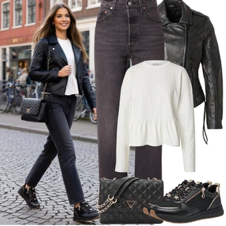 Styl Outfit s Světle šedá/Tmavě šedá/Šedá/Tmavě hnědá Džín s Širokou Nohavicí/Mom Jean/Vintage džíny/Pánské tričko/Dad Džíny/High Waist Džínové Kalhoty/Džíny Regular Fit/Džíny Volného Střihu/Formální Košile/Zimní bunda/Džíny s Rozparkem levi's ® "Jarní Outfit"