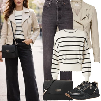 Styl Outfit s Světle šedá/Tmavě šedá/Šedá/Tmavě hnědá Džín s Širokou Nohavicí/Mom Jean/Vintage džíny/Pánské tričko/Dad Džíny/High Waist Džínové Kalhoty/Džíny Regular Fit/Džíny Volného Střihu/Formální Košile/Zimní bunda/Džíny s Rozparkem levi's ® "Jarní Outfit"