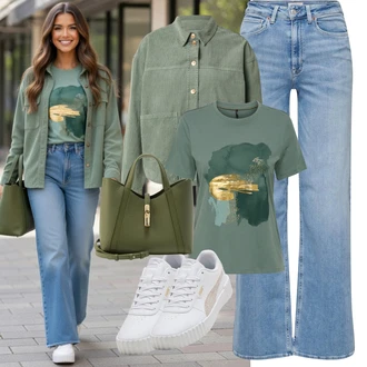 90tá léta, Styl Outfit s Světle modrá Zvonové Džíny/Džín s Širokou Nohavicí/Vintage džíny/Dámské Džíny s Délkou 7/8/Pánské tričko/Dad Džíny/Džíny Culottes/Džíny Volného Střihu/Džíny s Rozparkem/Zkrácené Džíny Only "Jarní outfit"Look: Styl, 90tá léta, Bad Taste, Klasické, Cool, Old Money, 70tá léta