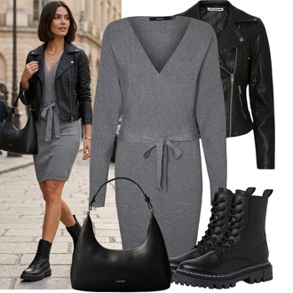 Přechodné Outfit s Černá/Tmavě zelená Motorkářská bunda/Motorkářské Bund/Kožené Bund Bunda z Umělé Kůže Noisy may "Hezký outfit pro volný čas"