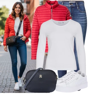 Outfit s Bílá Nízká Teniska/Teniska na platformě/Úzká Teniska/Teniska s dírkovaným vzorem Puma "Každodenní vzhled"