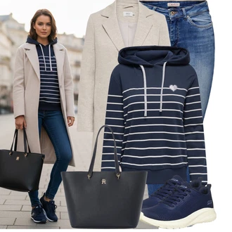 Styl Outfit s Tmavě modrá/Světle modrá/Modrá Kožená bunda/Džín s Nízkým Pasem/Slim Fit Džíny/High Waist Džínové Kalhoty/Push up Džín/Zimní bunda/Džíny s Rozparkem/Kotníková Bota/Navlékací džíny/Džíny s Nízkým Sedem/Kožené Boty Only "Každodenní vzhled"