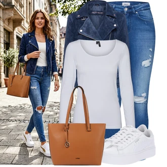 Kůže Outfit s Bílá Nízká Teniska/Teniska na platformě/Úzká Teniska/Teniska s dírkovaným vzorem Puma "Každodenní vzhled"