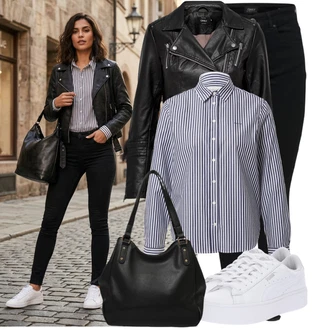 Outfit s Bílá Nízká Teniska/Teniska na platformě/Úzká Teniska/Teniska s dírkovaným vzorem Puma "Každodenní vzhled"