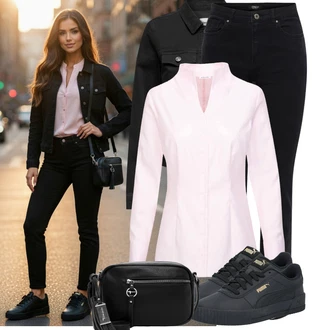 Outfit s Černá Krátký Bund/Udržitelná bunda/Krátké Džínové Bundičky/Letní Bund/Krátký Bund/Džínové Bund/Košilová bunda/Vlněná Bund Only "Lehké jarní outfit"