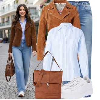 Outfity na podzim Krásný s Hnědá/Béžová Obchodní Taška/Taška/Taška Na Notebook/Taška na Macbook/Taška Na Notebook/Kancelářská Taška/Brašna/Sportovní Taška Přes Rameno About You "Lehké jarní outfit"Look: Boho, Cool, Krásný, Safari, Western