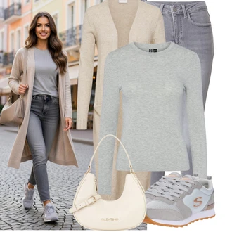 Outfit s Šedá Skechers "Lehké jarní outfit"