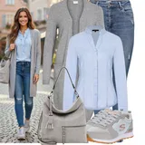 Outfity s šedými kabáty pro plnoštíhlé image