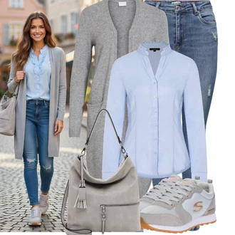 Outfit s Šedá Skechers "Lehké jarní outfit"