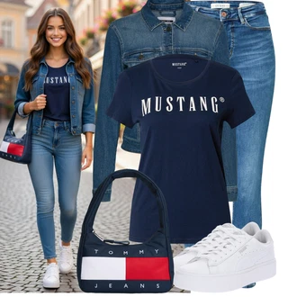 Outfit s Světle modrá/Modrá/Tmavě modrá Džínové Bund/Krátké Džínové Bundičky Noisy may "Lehké jarní outfit"