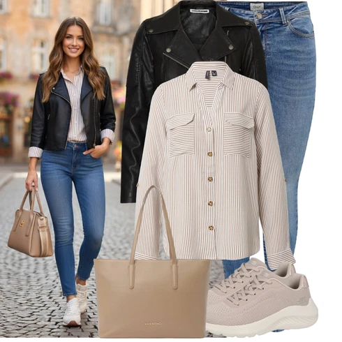 Kombinace Béžová/Hnědá/Khaki/Světle šedá Manšestrová Halenka/Blůza s nášivkou na lokti/Blůza s knoflíčkem/Halenka s Dlouhým Rukávem/Oversize Halenka VERO MODA
