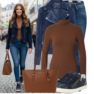 Skromné Outfit s Modrá/Lilové barvy/Tmavě modrá/Světle modrá Kožená bunda/Dámské Džíny s Délkou 7/8/Džíny s Nízkým Sedem/Džíny s Dírou/Kožené Boty/Navlékací džíny/Push up Džín/Džíny s Rozparkem/Džín s Nízkým Pasem Only "Lehký outfit"Look: Styl, Cool, Krásný, Bezešvé, Skromné, Vintage