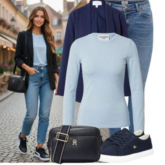 Outfit s Modrá/Tmavě modrá Plátěná Teniska/Letní Tenisky/Nízká Teniska/Úzká Teniska Polo Ralph Lauren "Lehký outfit"