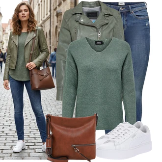 Kůže Outfit s Bílá Nízká Teniska/Teniska na platformě/Úzká Teniska/Teniska s dírkovaným vzorem Puma "Módní outfit pro volný čas"