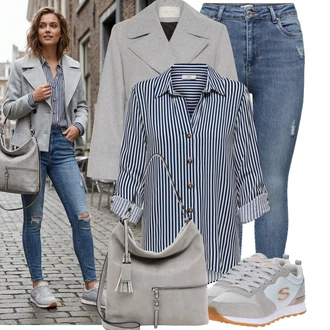 Outfity z džínu s Modrá/Světle modrá Džíny s Dírou/Push up Džín/Kotníková Bota/Dámské Džíny s Délkou 7/8/Kožená bunda/Zkrácené Džíny/Džíny s Rozparkem/High Waist Džínové Kalhoty/Kožené bundy Only "Módní outfit pro volný čas"