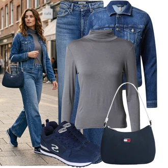 Outfit s Modrá/Tmavě modrá/Světle modrá Teniska teddy/Letní tenisky/Teniska se zapínáním na suchý zip/Úzká teniska/Nízká Teniska/Vintage teniska Skechers "Módní outfit pro volný čas"