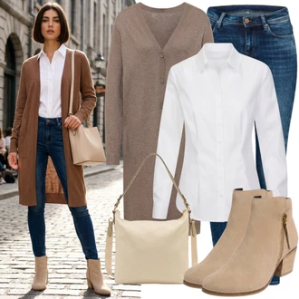 Malle Outfit s Béžová/Hnědá/Fialová Cestovní Taška/Batoh/Taška Na Notebook/Plenková taška/Taška na Macbook/Taška Na Notebook Tamaris "Módní vzhled pro podzim"Look: Malle, Bar, Karneval, Koncert, Škola