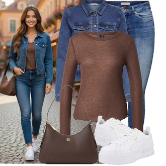 Outfit s Tmavě modrá/Modrá/Světle modrá Džínové Bund/Krátké Džínové Bundičky Only "Oblečení pro volný čas"