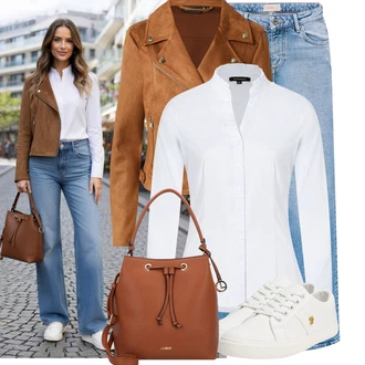 Outfit s Krémová/Světle modrá/Bílá Plátěná Teniska/Vintage Teniska/Teniska s dírkovaným vzorem/Teniska teddy/Nízká Teniska/Kožené Tenisky/Úzká Teniska/Letní Tenisky Polo Ralph Lauren "Volnočasový outfit na jaro"