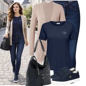 Outfit s Modrá/Tmavě modrá Plátěná Teniska/Letní Tenisky/Nízká Teniska/Úzká Teniska Polo Ralph Lauren "Volnočasový outfit na jaro"
