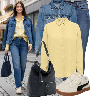 Outfit s Světle modrá/Modrá Vintage Bund/Džínové Bund/Krátké Džínové Bundičky VERO MODA "Cool outfity na volný čas"