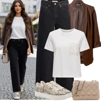 90tá léta, Styl Outfit s Černá Džín s Širokou Nohavicí/Zvonové Džíny/Džíny Culottes/High Waist Džínové Kalhoty/Džíny Volného Střihu/Džíny s Rozparkem levi's ® "Jarní Outfit"Look: Styl, 90tá léta, Cool, Venkovní, Punk, Old Money, 70tá léta