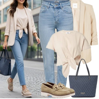 Šik 60. narozeniny Outfit s Béžová/Khaki Pieces "Jarní Outfit"Look: Kancelář, Elegantní, Univerzitní, Šik, Disko, Nadrozměrné, Bar, Matriční Úřad, 60. narozeniny, Škola, Koncert, Den na pláži, 50. narozeniny, Den matek, Zvláštní příležitosti, Narozeniny