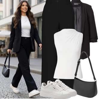 60. narozeniny Host Outfit s Bílá/Krémová Pánské boty/Tričko s vodopádovým výstřihem/Halenka Bez Rukávů/Tričko s grafikou/Roláková Košile Pieces "Jarní Outfit"Look: Bar, 60. narozeniny, Narozeniny, Koncert