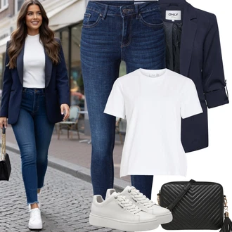 Nevěsta Outfit s Šedá/Krémová/Bílá/Stříbrný Teniska na platformě/Nízká Teniska/Kožené Tenisky/Úzká Teniska Tamaris "Jarní Outfit"