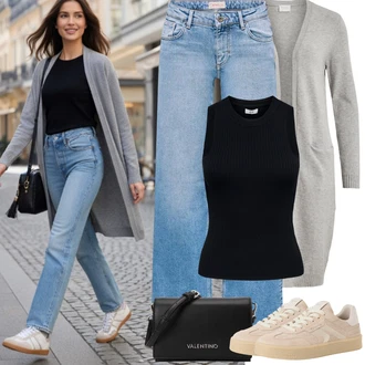 Na Procházku Zima Outfit s Šedá/Světle šedá Pletenina veľkej veľkosti Vila "Jarní Outfit"Look: Na Procházku, Volný čas