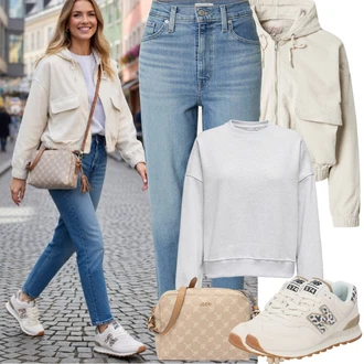 Outfit s Béžová/Khaki Krátký Bund/Přechodné Bundy/Udržitelná bunda/Jarní bunda/Manšestrová Bunda/Krátký Bund/Letní Bund Only "Jarní Outfit"
